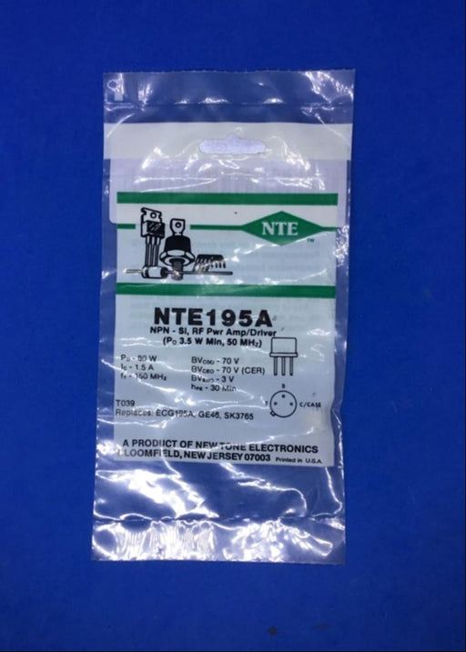 New Tone Electronics NTE195A NPN-SI,RF Pwr Amp/Driver (replaces ECG195A,GE46,SK3765) - EcoTech Solutions Inc.