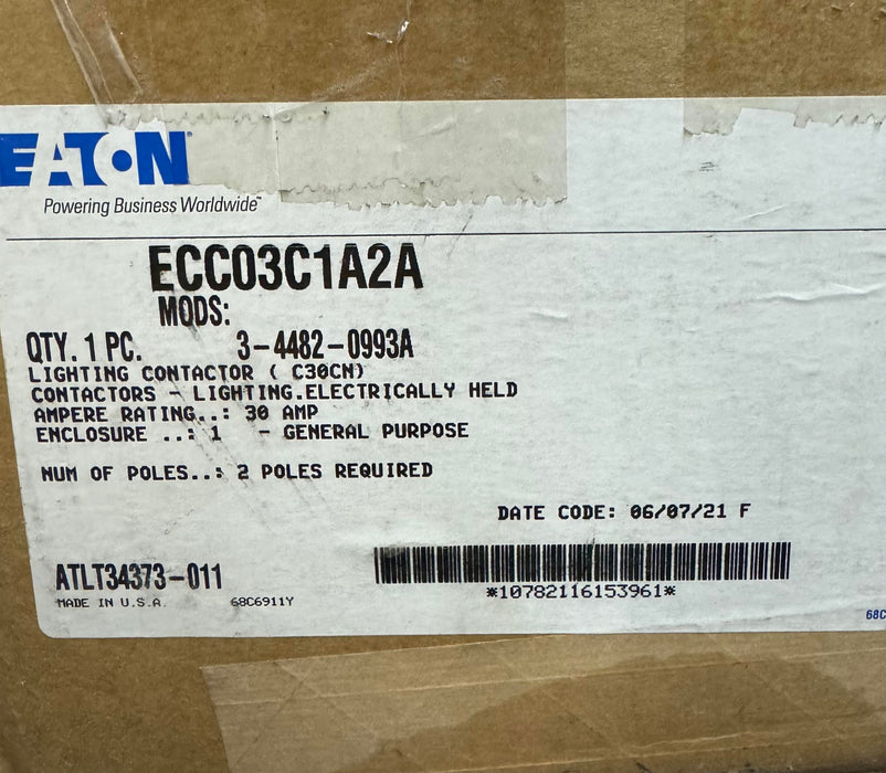 Eaton ECC03C1A2A Lighting Contactor (C30CN) 30 Amp 2 Poles