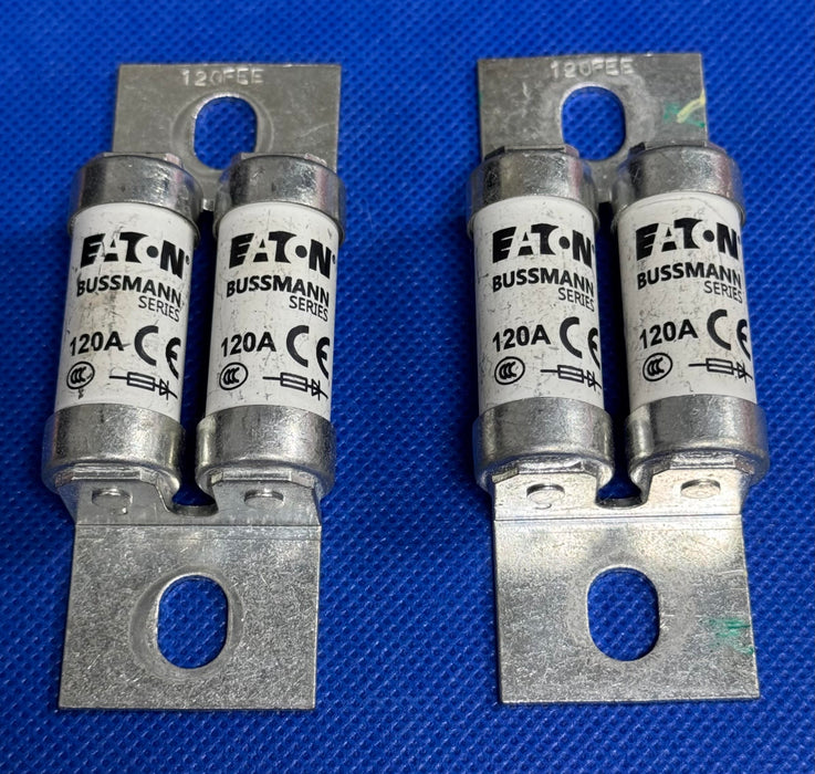 (1) Eaton Bussmann 120FEE Double Barrel Standard Fuse 120A, 690 VAC