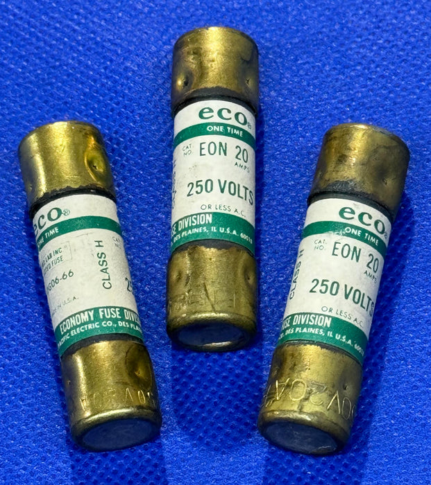 3pcs DG06-66 Economy Fuses 20 AMP 250 Volts Class H