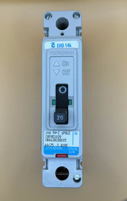 Eaton EHD1020 Panel Mount Type EHD Molded Case Circuit Breaker 1-Pole 20 Amp 277 Volt AC 125 Volt DC