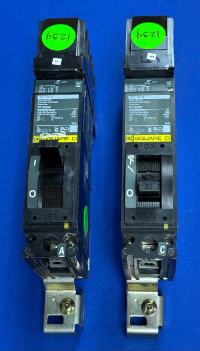 (1) Square D FY14020C Circuit Breaker 1 Pole 20 Amp 277V