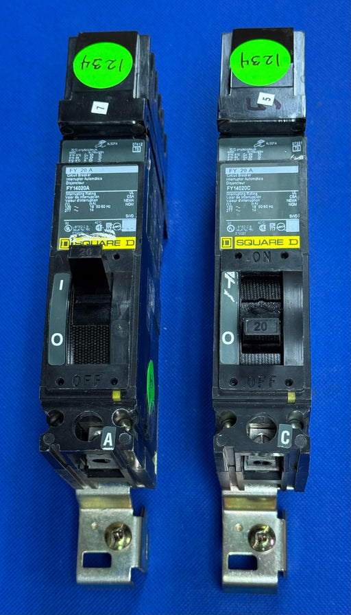 (1) Square D FY14020C Circuit Breaker 1 Pole 20 Amp 277V - EcoTech Solutions Inc.