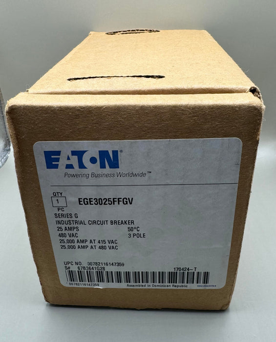 Eaton EGE3025FFGV Series G Industrial Circuit Breaker 25 Amps 3 Pole 480 Vac