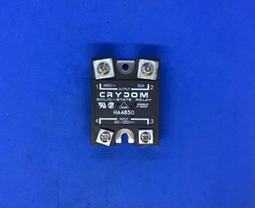 Crydom HA4850 Relay; SSR; Zero-Switching; SPST-NO; Cur-Rtg 50A; Ctrl-V 90-280AC; Vol-Rtg 48-530AC