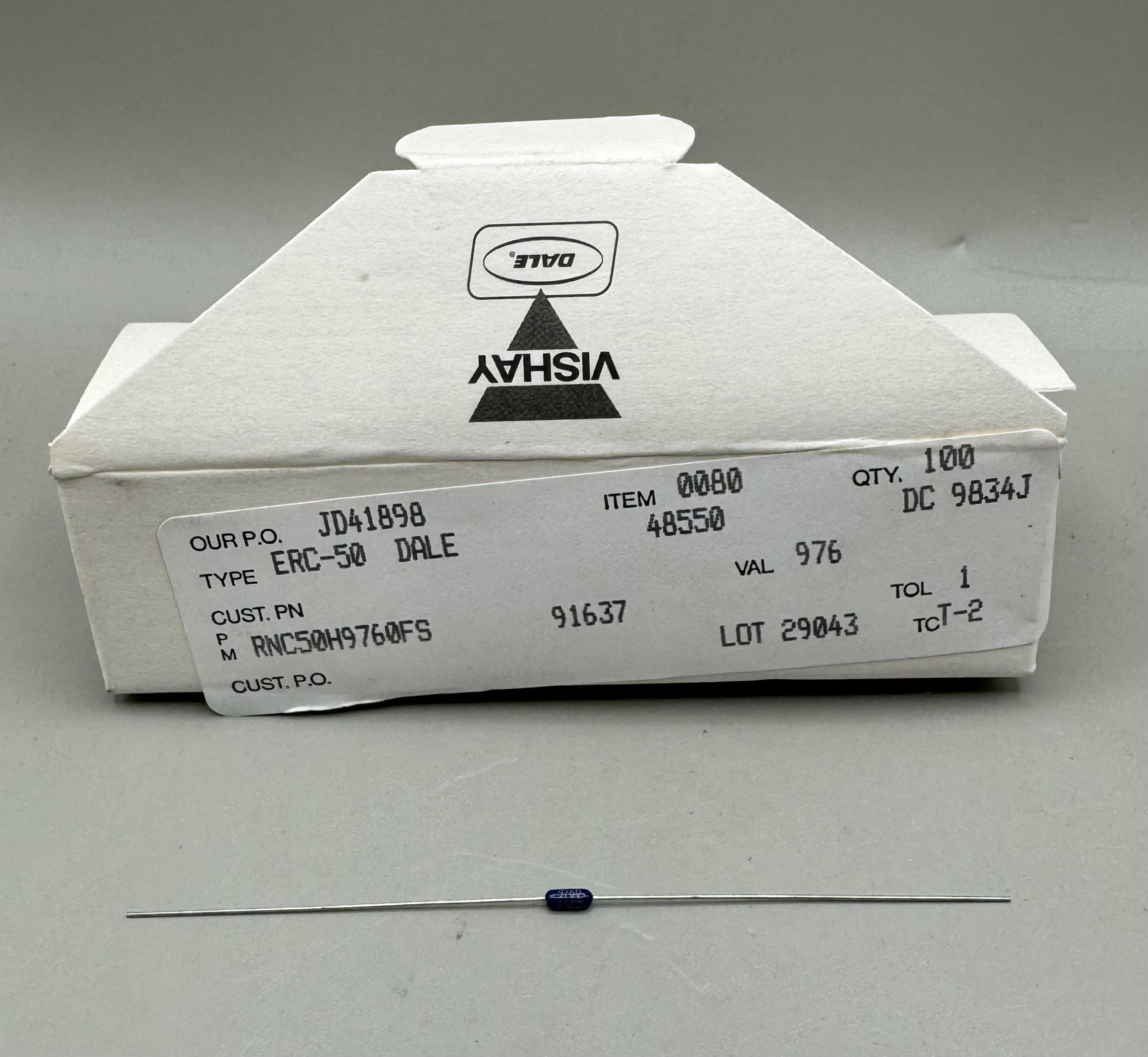 100 pcs Vishay RNC50H9760FS, Type ERC-50 Dale, VAL 976 Through Hole Resistors - EcoTech Solutions Inc. 