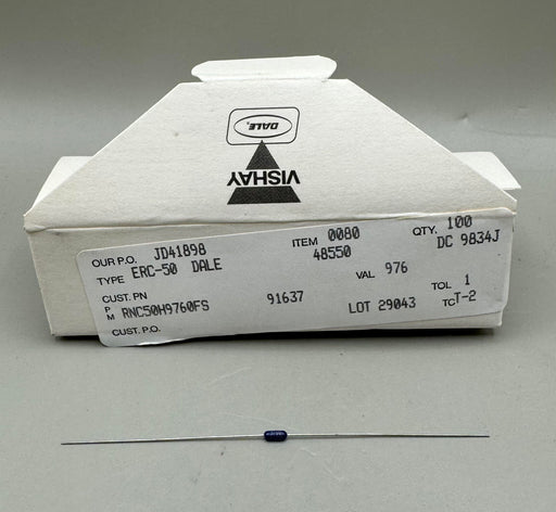 100 pcs Vishay RNC50H9760FS, Type ERC-50 Dale, VAL 976 Through Hole Resistors - EcoTech Solutions Inc.