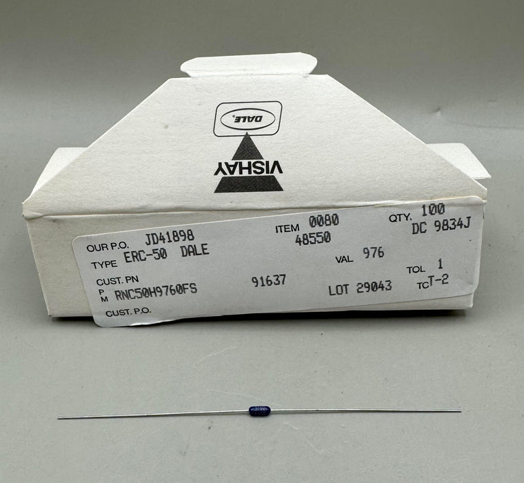 100 pcs Vishay RNC50H9760FS, Type ERC-50 Dale, VAL 976 Through Hole Resistors - EcoTech Solutions Inc. 