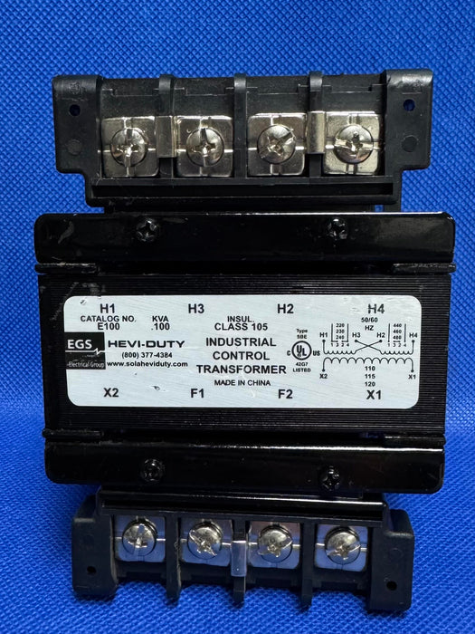 Transformador de control industrial EGS E100 Clase 105 Tipo SBE KVA .100