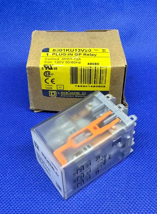 Square D 8501KU13V20 Plug-In GP Relay Ser. E Contact 3PDT-12A Coil 120V 50/60Hz