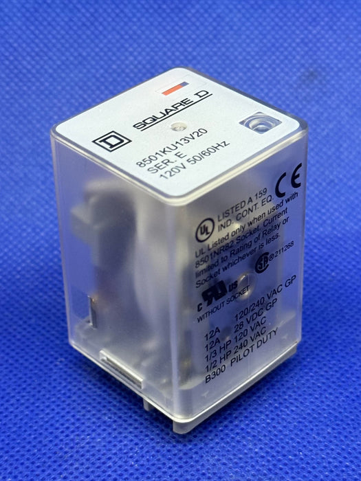 Square D 8501KU13V20 Plug-In GP Relay Ser. E Contact 3PDT-12A Coil 120V 50/60Hz