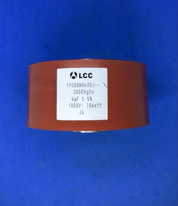 LCC FPG86N0405J 2000Vgto 4uF 5% 3 3/8" x 1 5/8" Polypropylene Film Capacitor