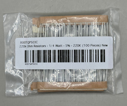(100 pieces) 220 kOhms ±5% 0.25W, 1/4W Through Hole Resistor Axial (TR) - EcoTech Solutions Inc.