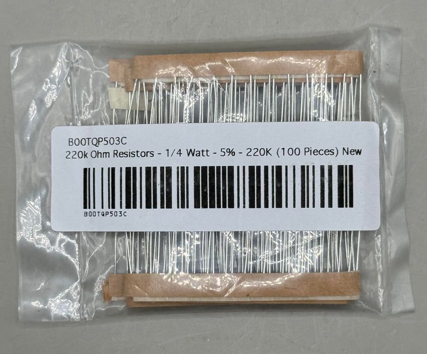 (100 pieces) 220 kOhms ±5% 0.25W, 1/4W Through Hole Resistor Axial (TR)