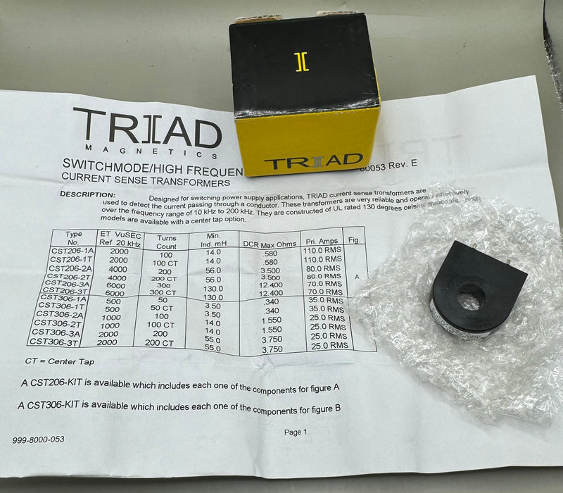 TRIAD MAGNETICS CST206-2A Current Sense Transformer