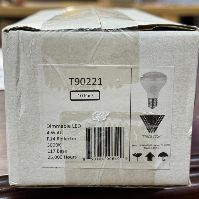 10pk TRIGLOW T90221 Dimmable LED 4 Watt 3000K E17 Base 25,000 Hours