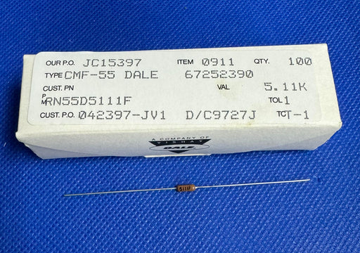 10 pc Dale RN55D5111F 11K 1% 1/8w Metal Film Resistors CMF-55 - EcoTech Solutions Inc.