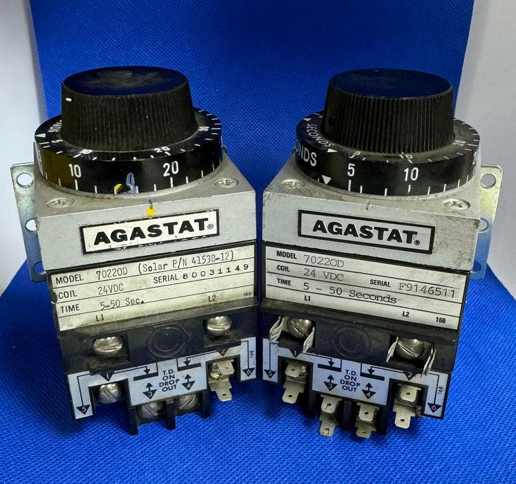 Agastat 7022OD Time Delay Relay 24 VDC COIL 5-50 SECOND RANGE (used)