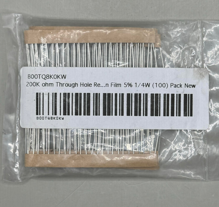 (100 pieces) 200 kOhms ±5% 0.25W, 1/4W Through Hole Resistor Axial (TR)