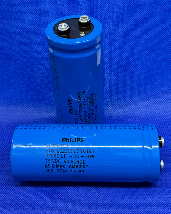 2pk PHILIPS 273141101 Screw Terminals Capacitor 22000UF 75VDC Aluminum