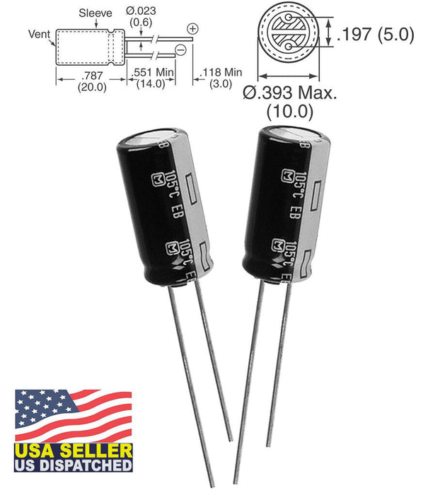 PANASONIC EEU-EB1J221 CAPACITOR ALUM ELEC 220UF0.2 63V RADIAL (10 pieces)