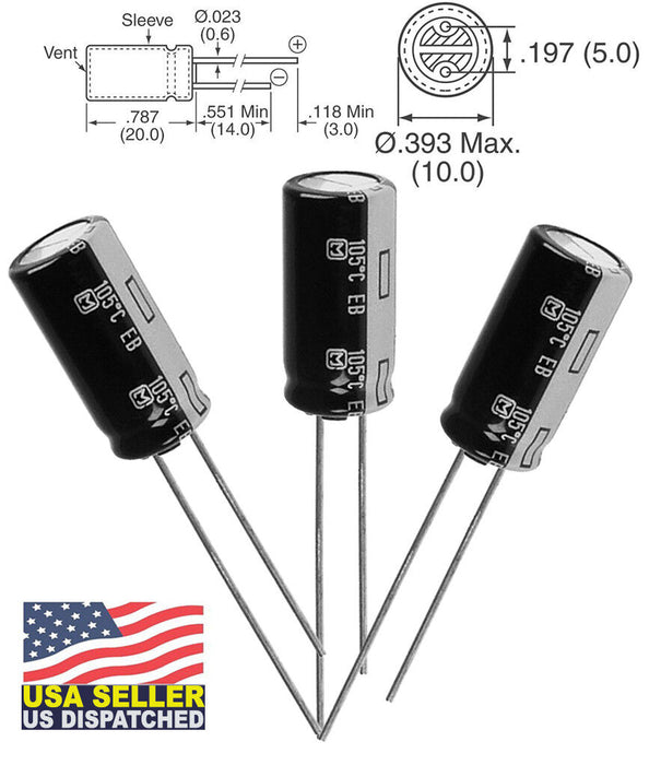 PANASONIC EEU-EB1J221 CAPACITOR ALUM ELEC 220UF0.2 63V RADIAL (10 pieces)