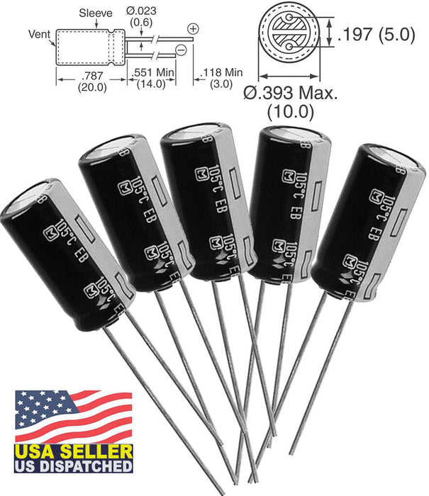 PANASONIC EEU-EB1J221 CAPACITOR ALUM ELEC 220UF0.2 63V RADIAL (10 pieces)