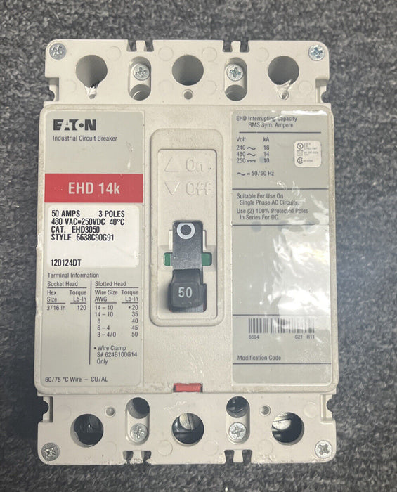 Eaton cutler hammer EHD3050 50amp circuit breaker type EHD 14K