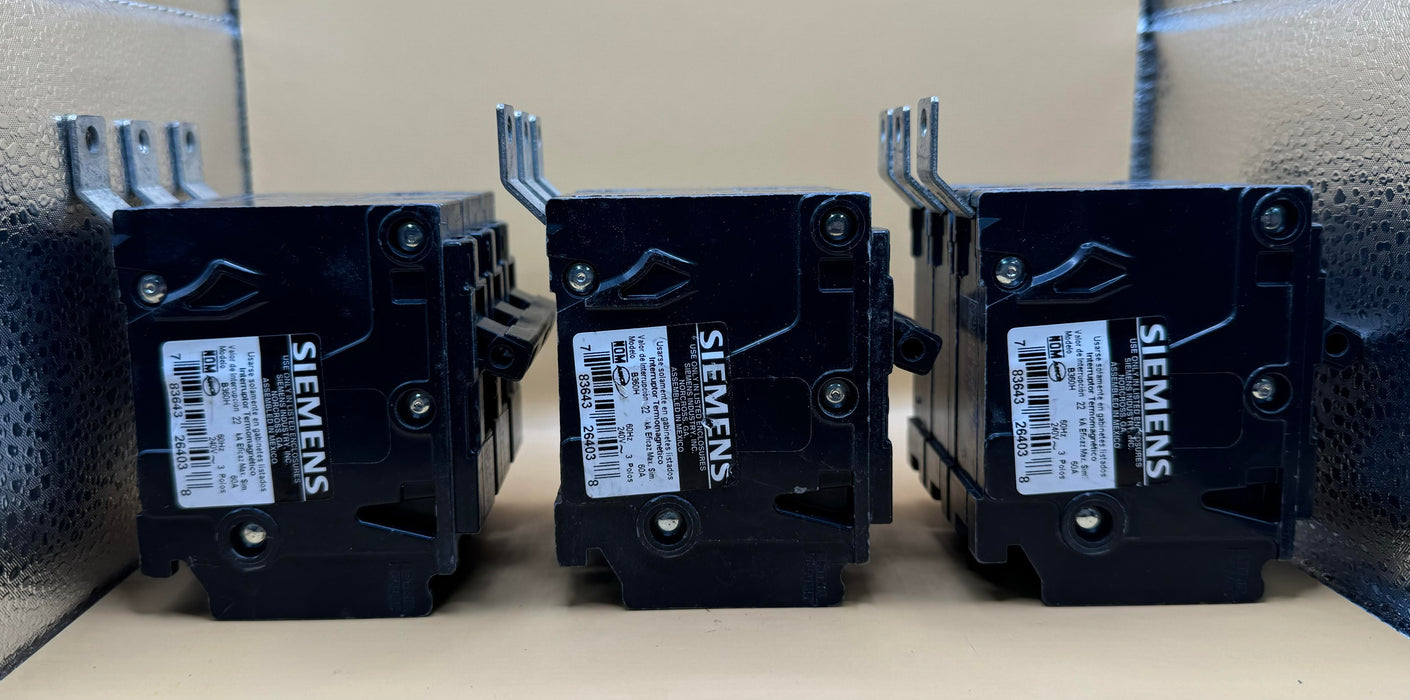 (1) Siemens B360H Bolt-On Circuit Breaker 60A 240V 3P 3PH BLH 60 AMP