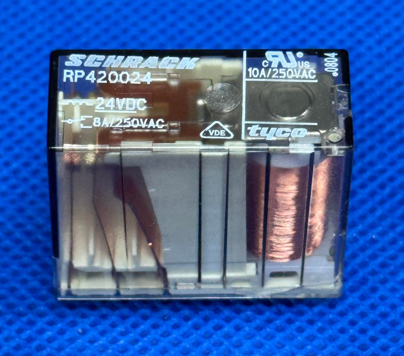 SCHRACK RP420024 POWER RELAY, DPDT, 24VDC, 8A, PC BOARD (1 piece)