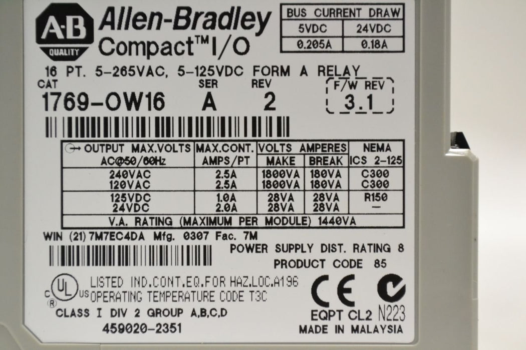 ALLEN BRADLEY 1769-OW16 SERIES A PLC MODULE