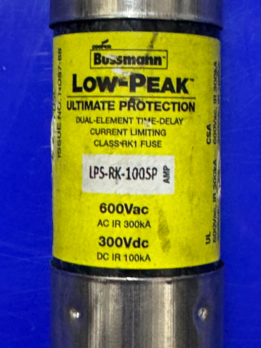 BUSSMANN Low-Peak LPS-RK-100SP Time Delay Class RK1 Fuse 600Vac 300Vdc