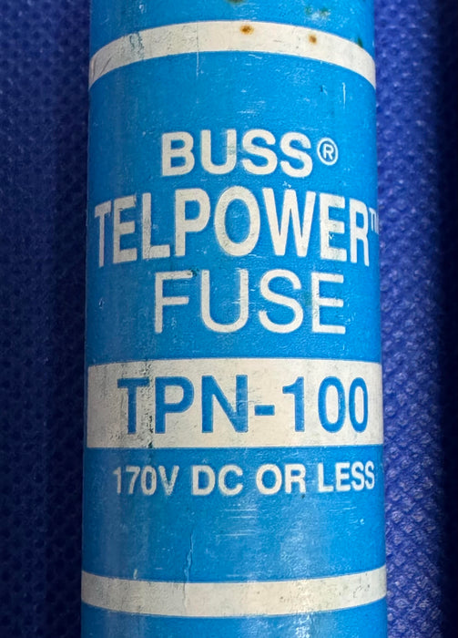 (1) TPN-100 Eaton Bussmann series TPN telecommunication fuse, 170 Vdc, 100 A