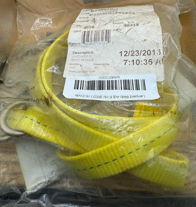 3M DBI-SALA Web Positioning Lanyard 6',  3/4" snap hook, yellow 9502116