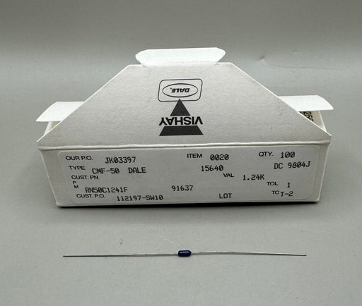 100 pcs Vishay RN50C1241F, Type CMF-50 Dale, VAL 1.24K Through Hole Resistors - EcoTech Solutions Inc.