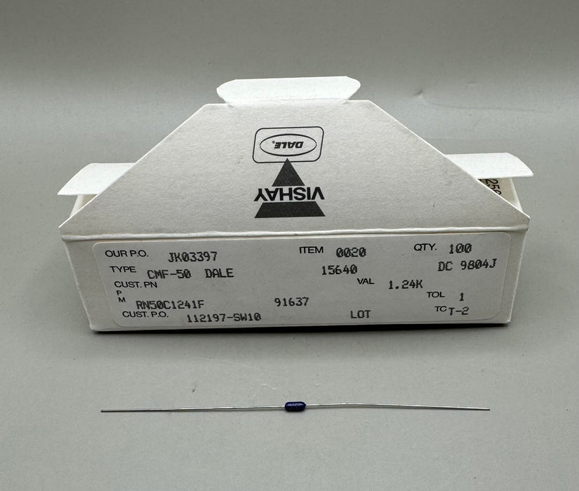 100 pcs Vishay RN50C1241F, Type CMF-50 Dale, VAL 1.24K Through Hole Resistors - EcoTech Solutions Inc. 