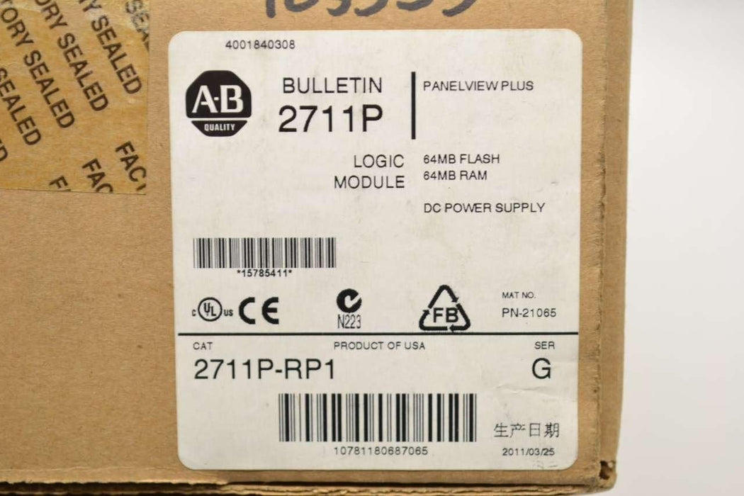 MÓDULO LÓGICO ALLEN BRADLEY 2711P-RP1 PANELVIEW PLUS SER G 24 V CC B491348