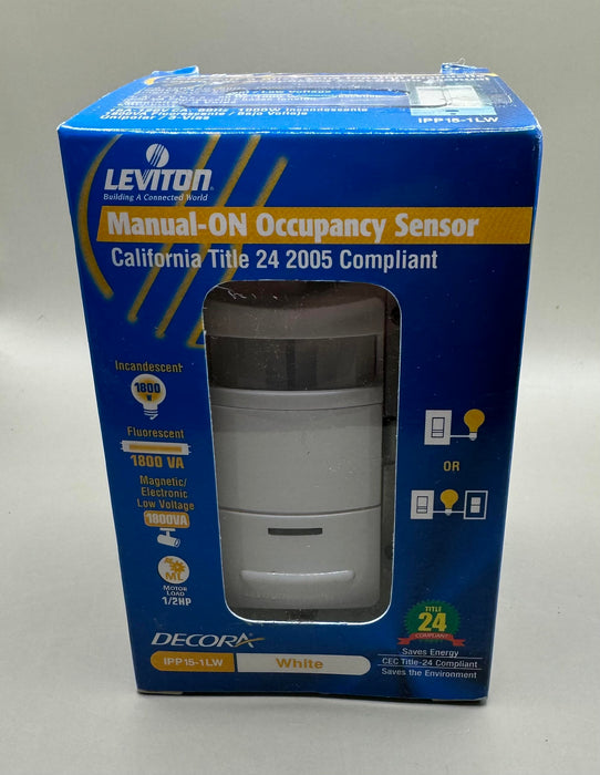 LEVITON IPP15-1LW Manual-ON Occupancy Sensor 1800W Incandescent White