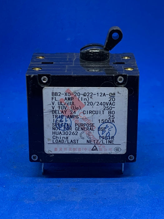 CARLING TECHNOLOGIES BB2-X0-20-022-12A-C3, 20AMP BREAKER