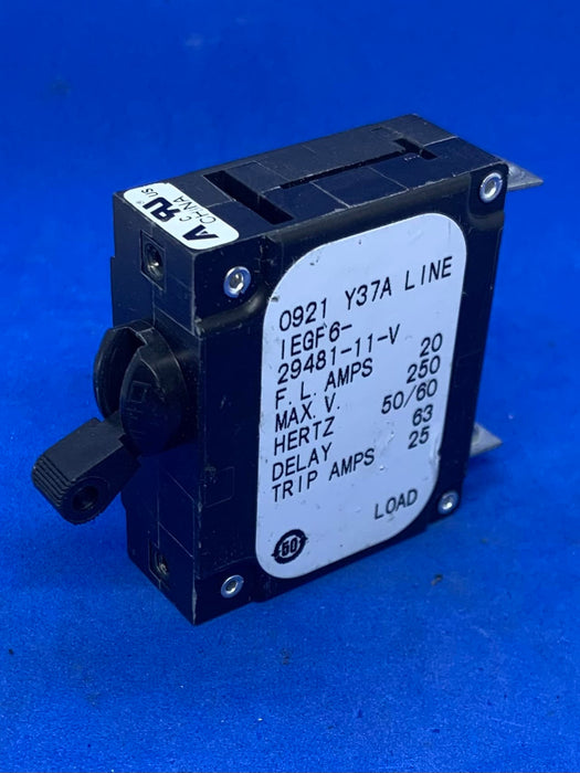 AIRPAX IEGF6-29481-11-V 20A BREAKER