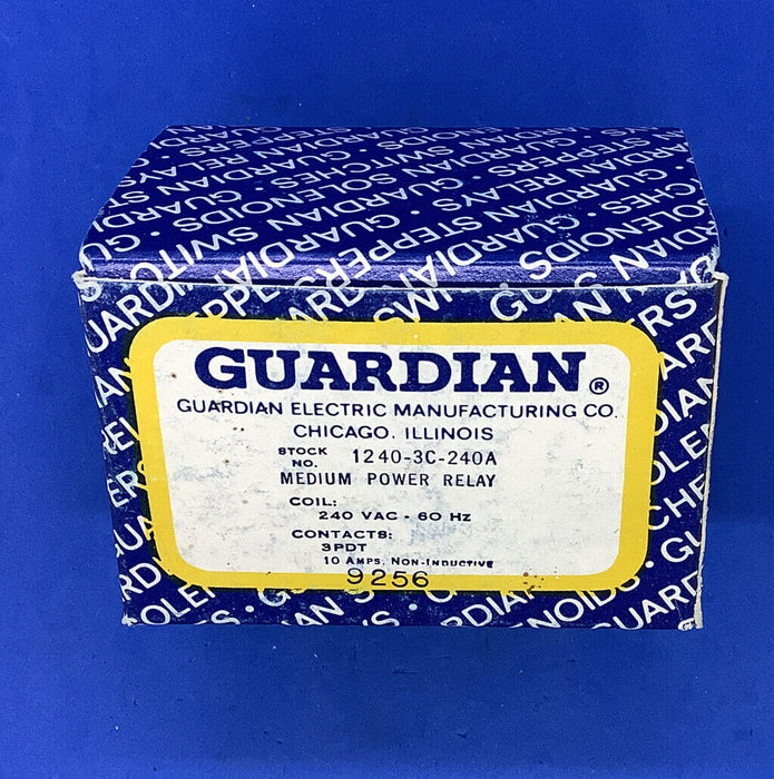 GUARDIAN 1240-3C-240A, MEDIUM POWER RELAY, 3PDT, 240VAC, 5000 OHMS, NEW #263744