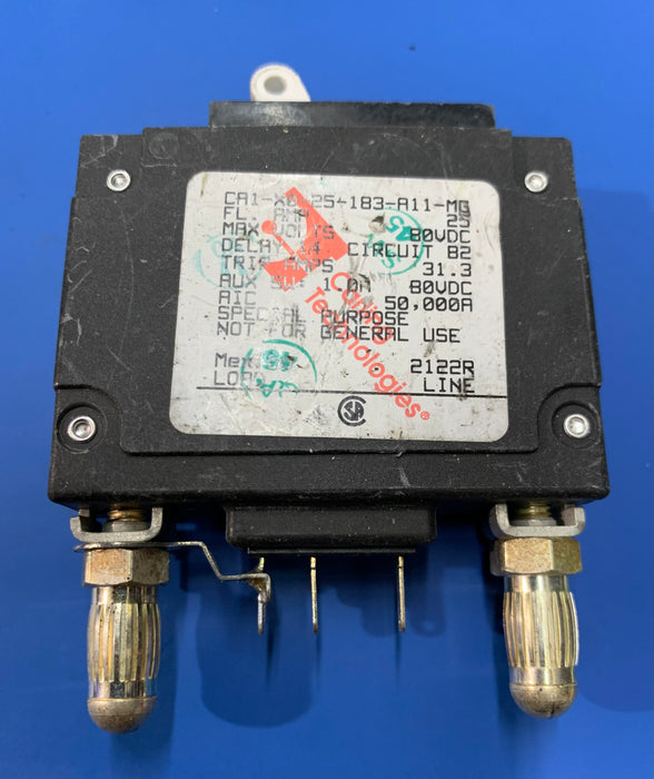 CARLING TECHNOLOGIES CA1-X0-25-183-A11-MG, 25AMP CIRCUIT BREAKER