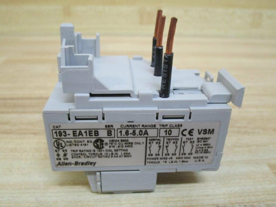 Allen Bradley E1 Plus Solid State Overload Relay 193-EA1EB Class 10 1.6-5A