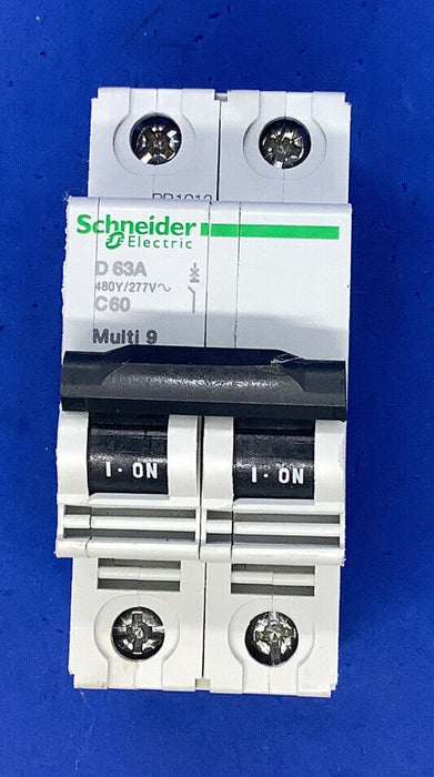 New Schneider Electric 24530, D 63A Multi 9 Circuit Breaker, D Curve, 2 Pole