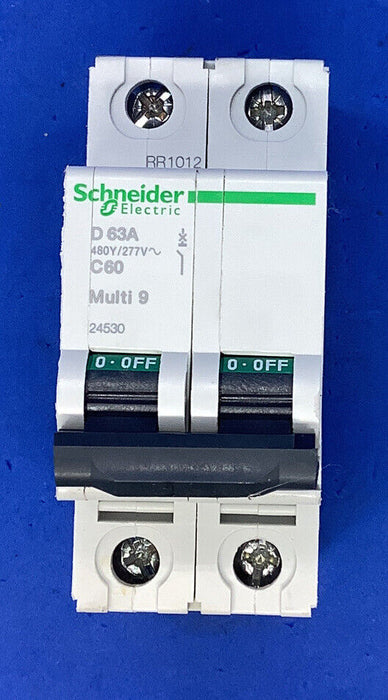 New Schneider Electric 24530, D 63A Multi 9 Circuit Breaker, D Curve, 2 Pole