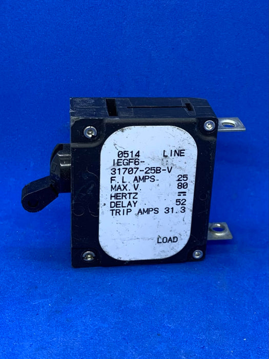 AIRPAX IEGF6-31707-25B-V 25A CIRCUIT BREAKER