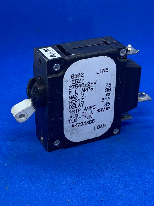 AIRPAX IEG2-27546-2-V 28A CIRCUIT BREAKER