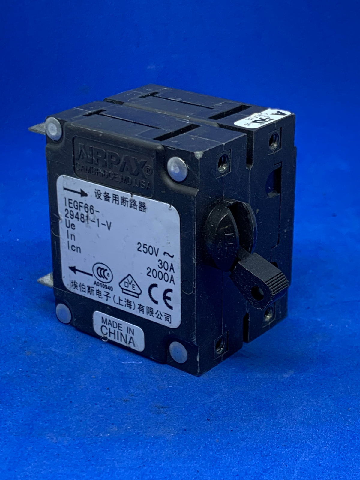 AIRPAX IEGF66294811V, 30AMP 250V BREAKER