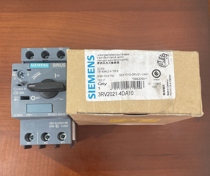 SIEMENS 3RV2021-4DA10 Manual Motor Starter, Knob 3RV20214DA10