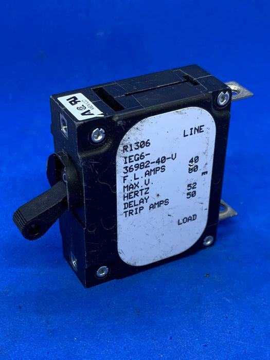 AIRPAX IEG6-36982-40-V 40A CIRCUIT BREAKER